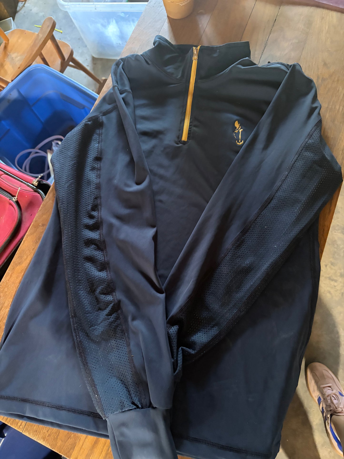 Navy Blue Summer Baselayer with Mesh Sleeves