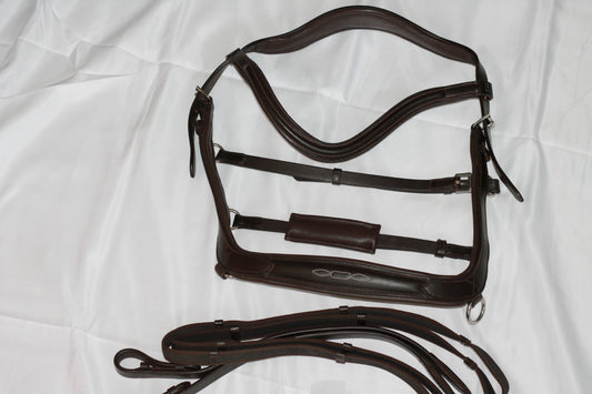 Milo Anatomical Bitless Bridle: 2025 Design - Dark Brown - Full