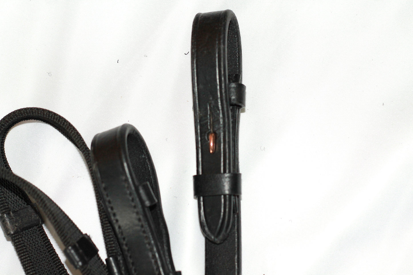 Webbed Reins with Rose Gold Hardware - Dark Brown