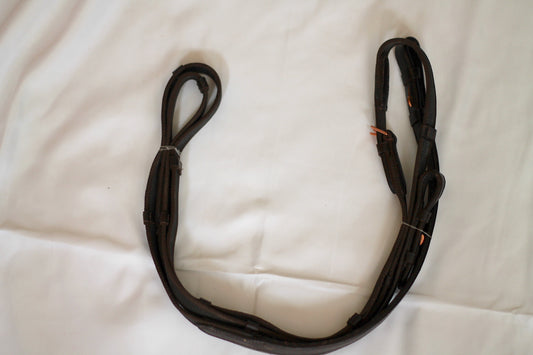 Webbed Reins with Rose Gold Hardware - Dark Brown