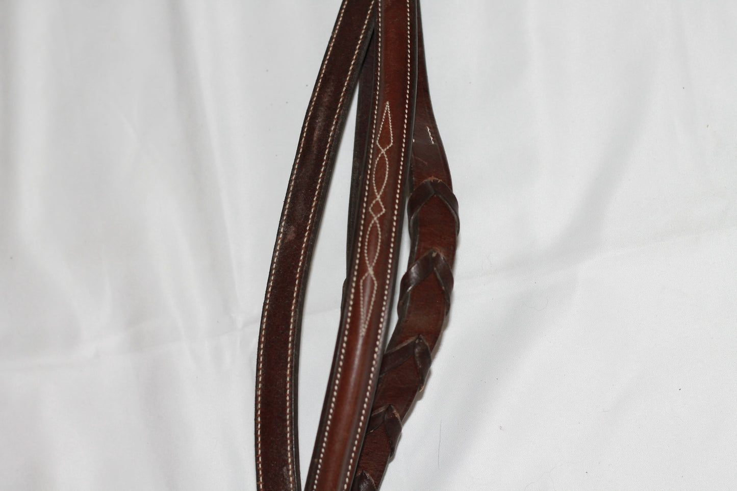 Braided Leather Reins - Dark Brown